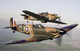 The iconic pair - Spitfire (foreground) and Hurricane